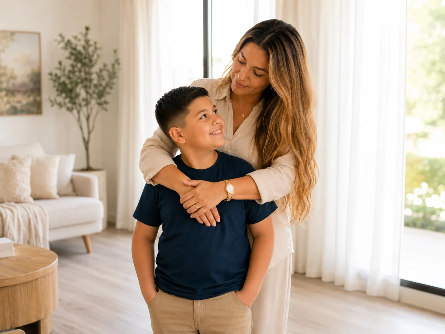 mamá abrazando a su hijo — razones para elegir el homeschool en familia