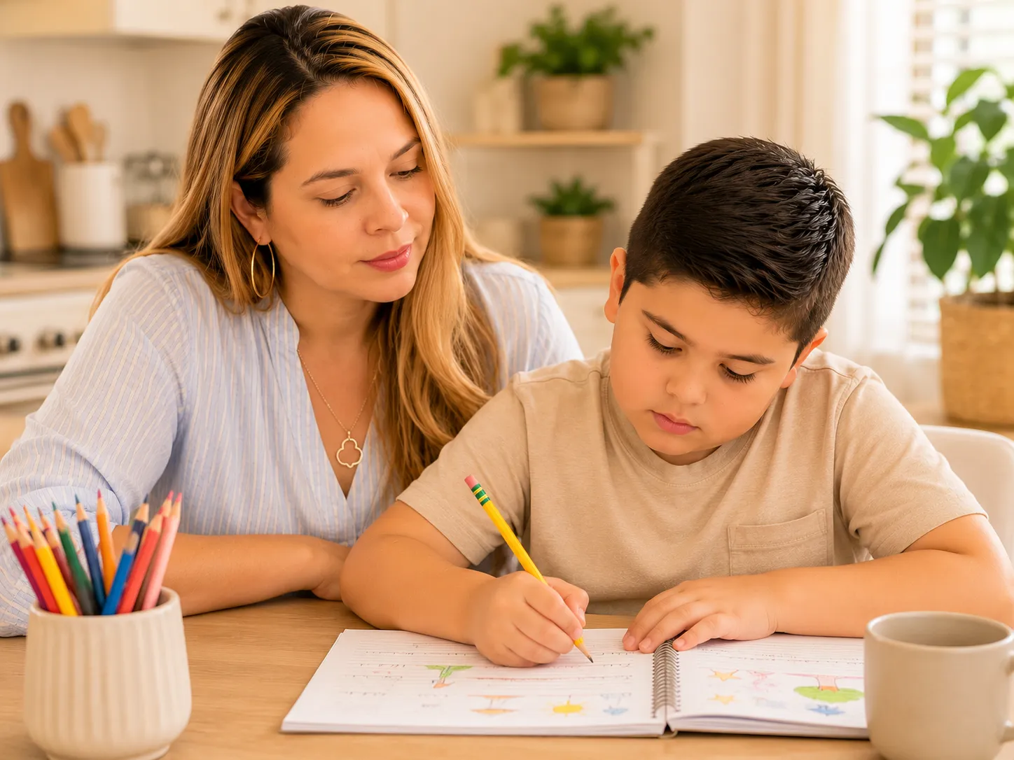 mamá e hijo haciendo homeschool en casa — qué es el homeschool